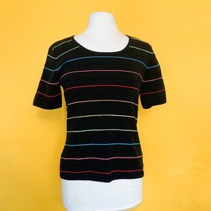 Vintage Rainbow Striped Stretch Top